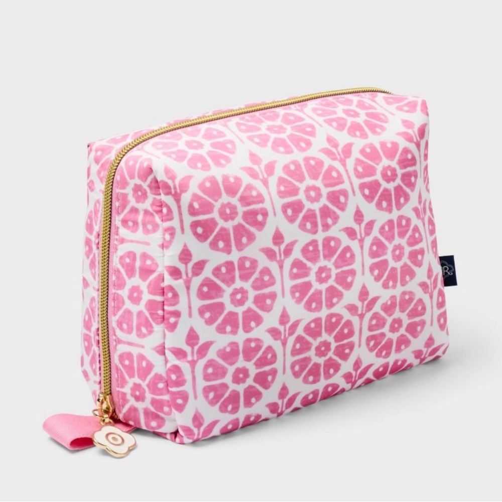 Roller Rabbit Pink Floral Cosmetic Bag